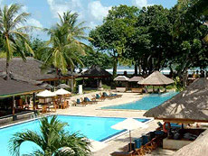 Pool View with Beach Background